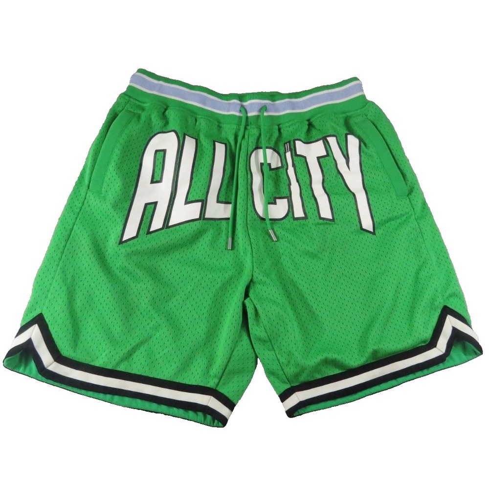 Just Don All City Mesh Basketball Shorts Men L Green White Striped Retro Gym NYC